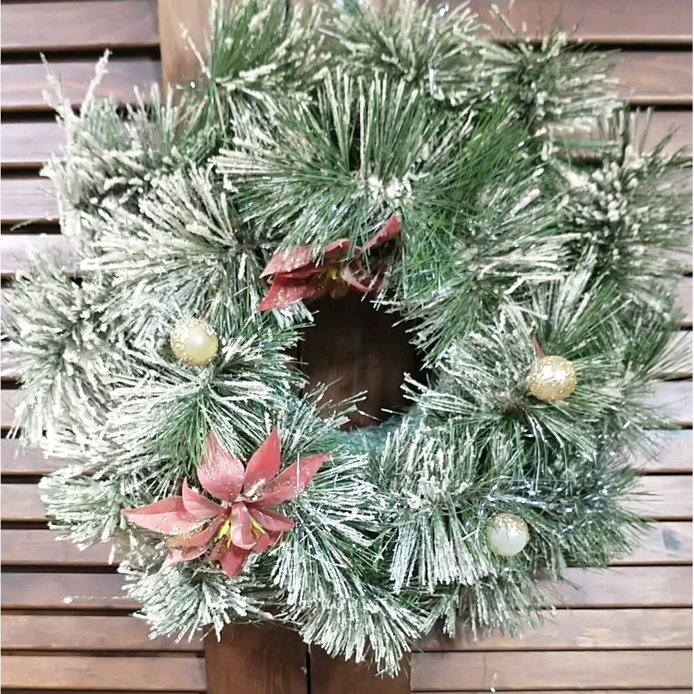 Vintage Flocked Christmas Wreath by Herman Rynveld's Son Corp New Albany, PA 16"